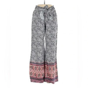 Sim and Sam Floral Tie/Elastic Waist Flow Palazzo Boho Comfy Pants Women’s M EUC